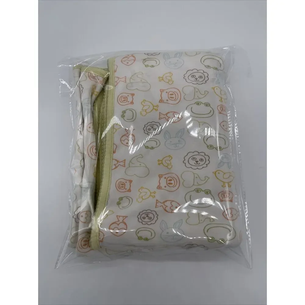 Nordstrom Layette Green Animal Striped Unisex Baby Blanket Lions Pigs Frogs Fish